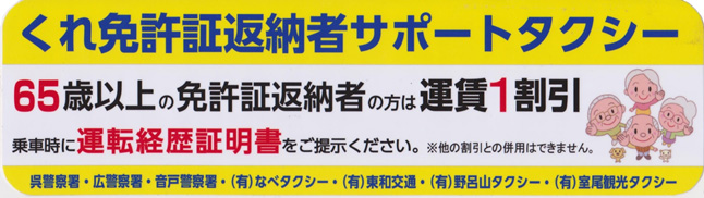 運転免許証返納１割引き